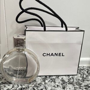 CHANEL Chance Eau Tendre Eau de Toilette (EMPTY) with small CHANEL Shopping Bag